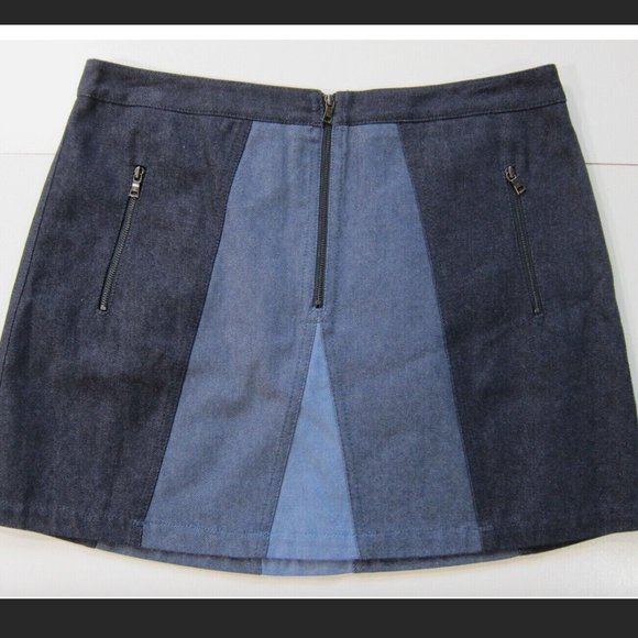 BCBGMaxazria Color Block Blue Jean Denim Skirt Sz M - Picture 1 of 5